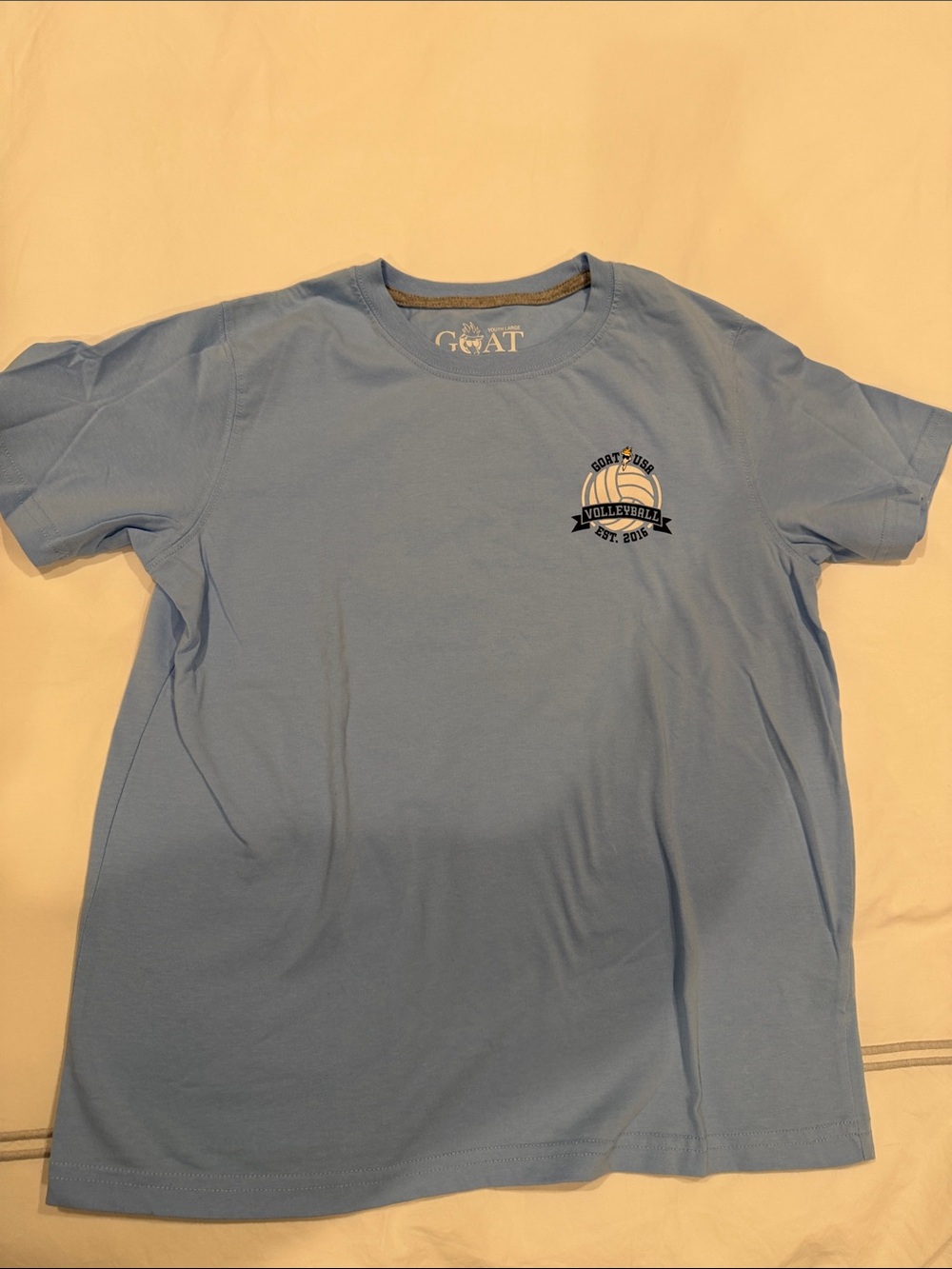 GOAT Light Blue Volleyball Graphic Short Sleeve Tee